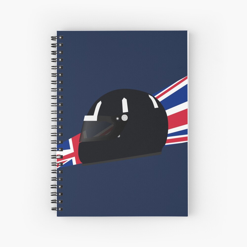 90's British racing driver helmet Spiral Notebook