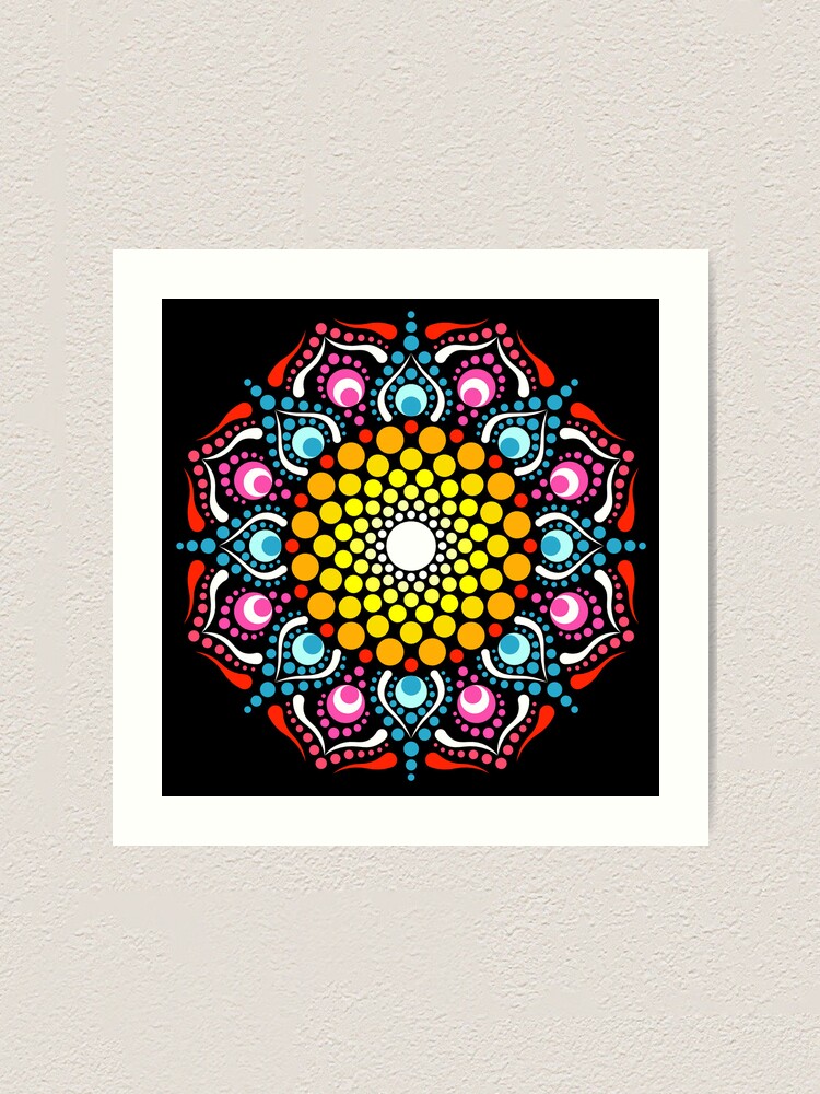 Follow the sun - Colorful dot mandala design | Art Print