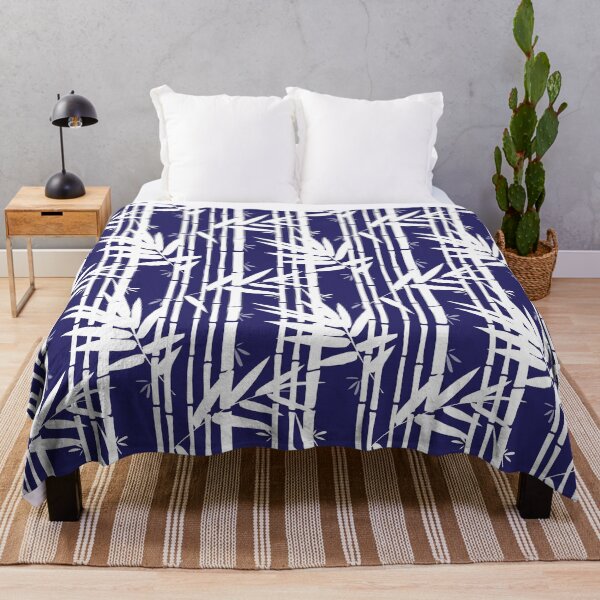 Item preview, Bamboo Leaves Pattern in Navy Blue and White designed and sold by HotHibiscus.