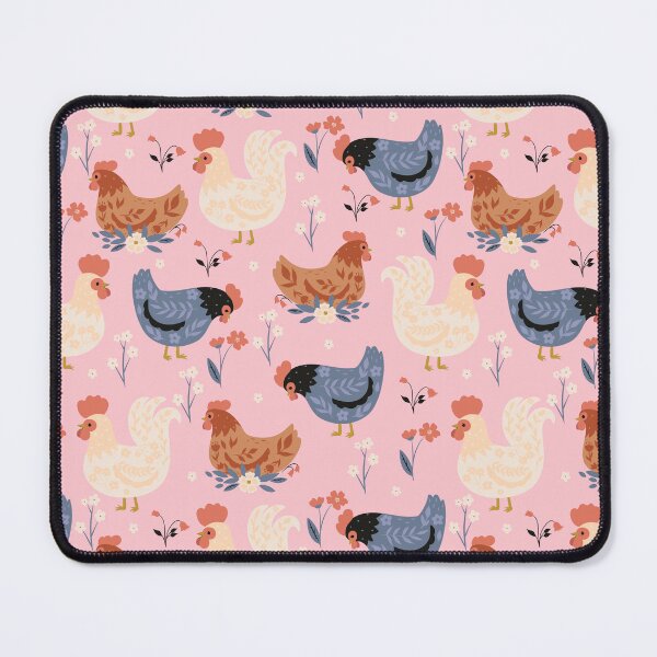 Item preview, pattern with cute chickens and flowers designed and sold by burbura.