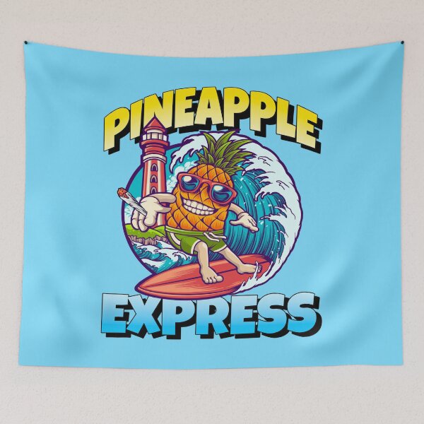 Item preview, Pineapple Express Weed Strain Art - Surfing Tropical Fruit Smoking a Joint designed and sold by YomeHayin.