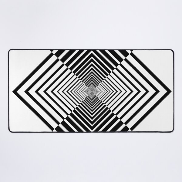 Rhombus, Squares, Op art, short for optical art, is a style of visual art that uses optical illusions Desk Mat