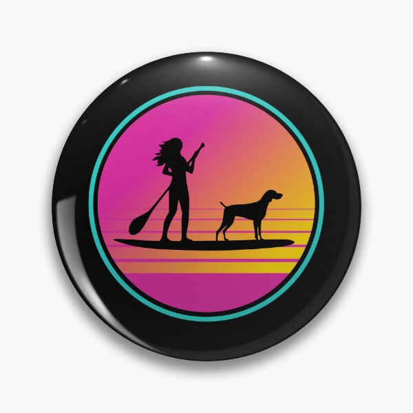 Item preview, Pink Retro Summer SUP Paddleboarding Shorthaired Pointer Mom designed and sold by Guarddogdrive.