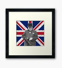 Churchill Posing With A Tommy Gun Framed Print