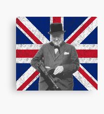 Churchill Posing With A Tommy Gun Canvas Print