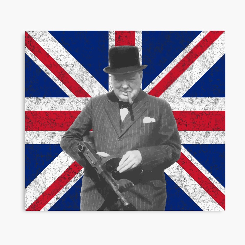 I10105a Churchill Thompson Tommy gun Keep Calm and Carry On color photo 