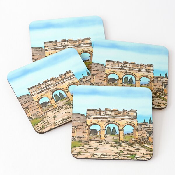 Item preview, Frontinus Gate in Hierapolis, Pamukkale Black Outline Art designed and sold by taiche.