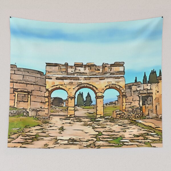 Item preview, Frontinus Gate in Hierapolis, Pamukkale Black Outline Art designed and sold by taiche.