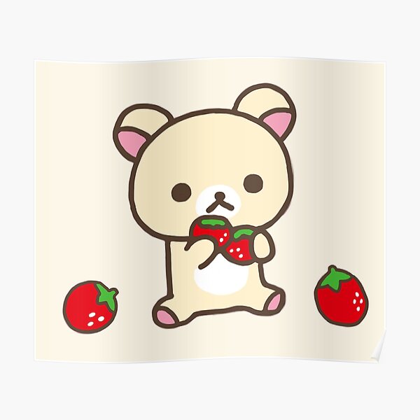 "Strawberry Bear" Poster for Sale by fineartellen Redbubble
