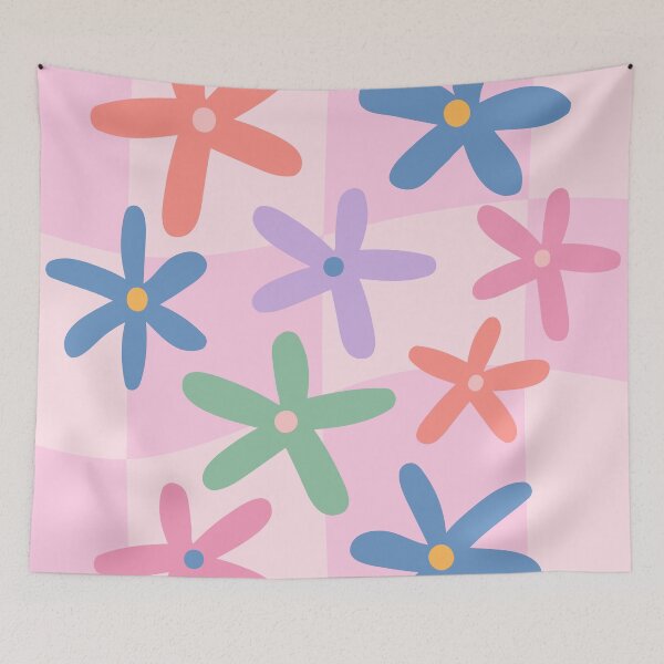 Item preview, Les fleurs, Flower market, Y2K decor, Checkerboard, Cute flowers, Indie decor, Danish pastel designed and sold by KristinityArt.