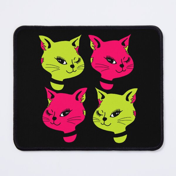 Item preview, Y2K Neon Winking Punk Cats designed and sold by It Me Designs.