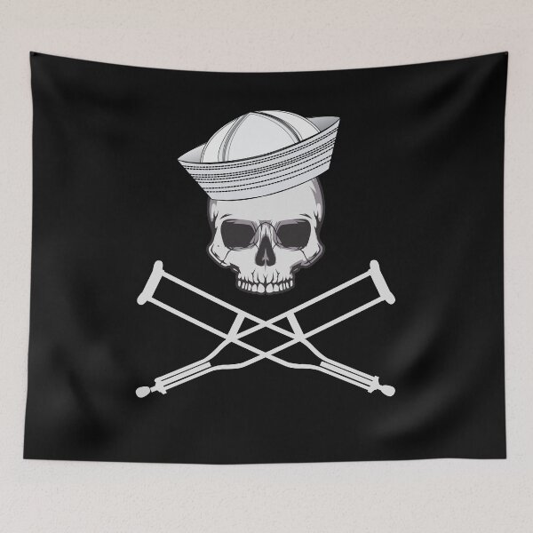Item preview, Jackass Sailor Skull and Crutches Logo designed and sold by Micosmile.