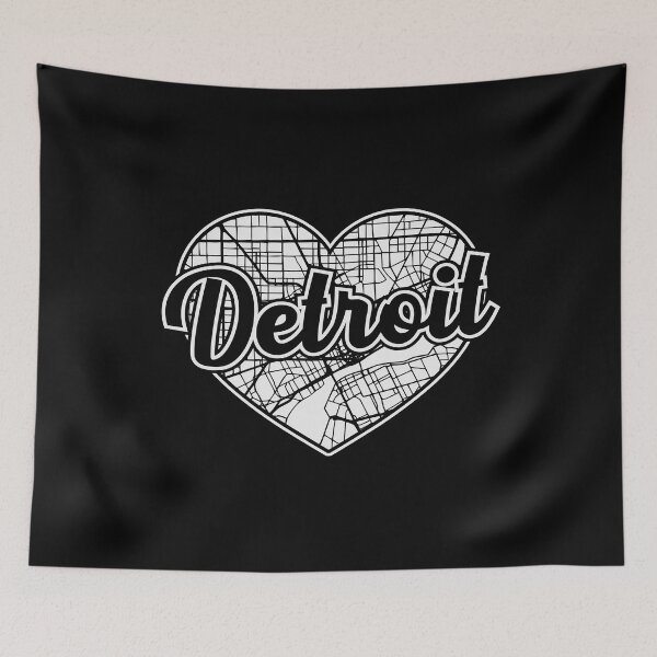 Item preview, Love Detroit Heart City Map designed and sold by pixeljamz.