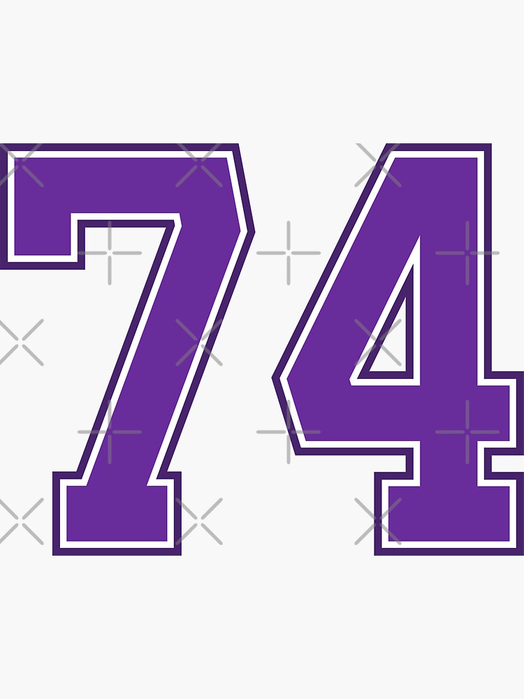 Purple Number 74 Lucky Sports Jersey Seventy Four Sticker For Sale By