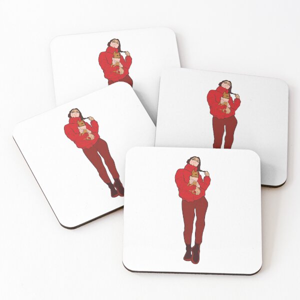 Item preview,  Fashionable girl with a dog in red clothes designed and sold by Anastasiia Yurevych.
