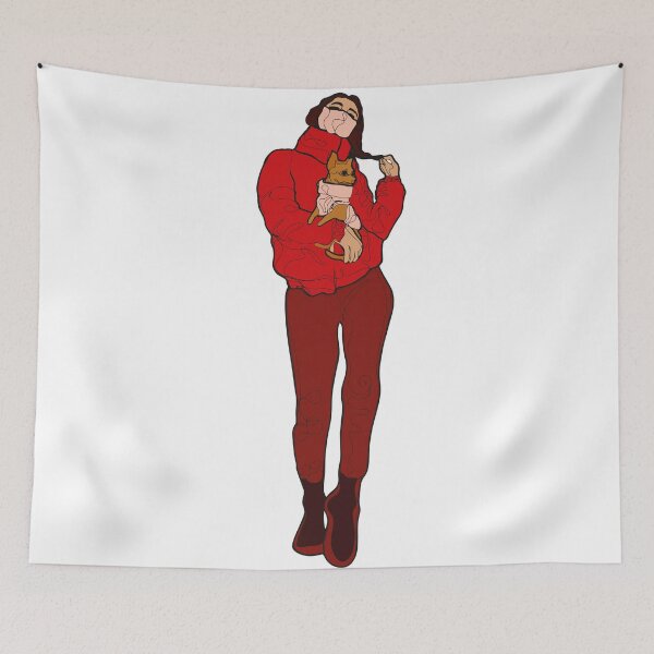 Item preview,  Fashionable girl with a dog in red clothes designed and sold by Anastasiia Yurevych.