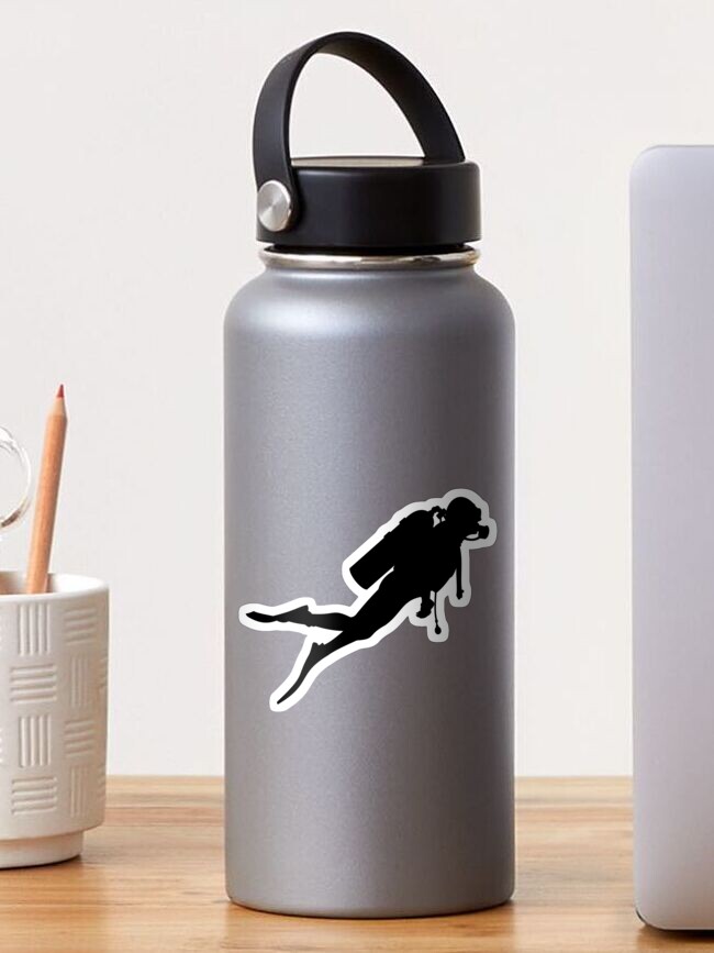 Thumbnail 1 of 3, Sticker, Scuba Diver Silhouette - Black designed and sold by Thronsano.