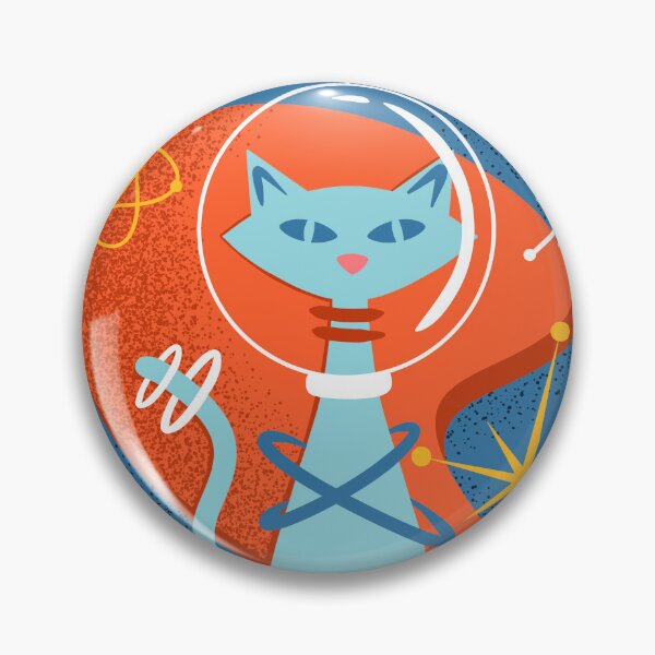 Item preview, Atomic Funny Space Cat in Cosmic Mid Century Modern Vintage Style designed and sold by ksrogersdesigns.