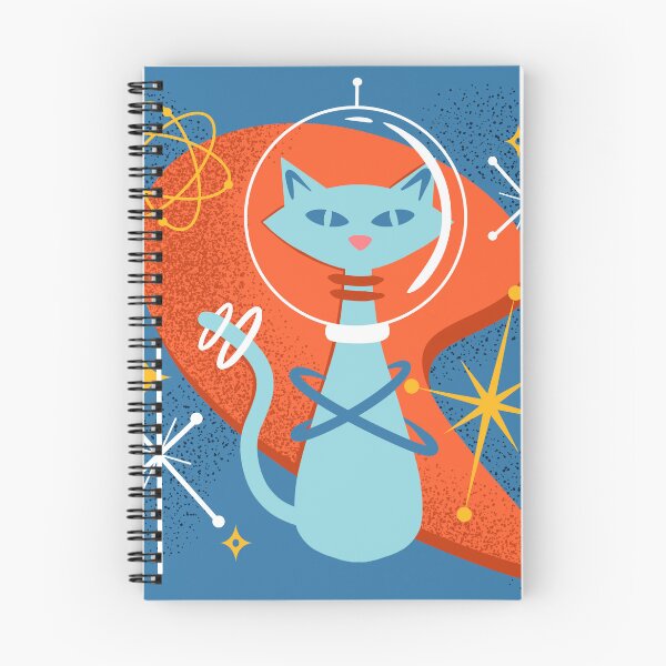 Item preview, Atomic Funny Space Cat in Cosmic Mid Century Modern Vintage Style designed and sold by ksrogersdesigns.