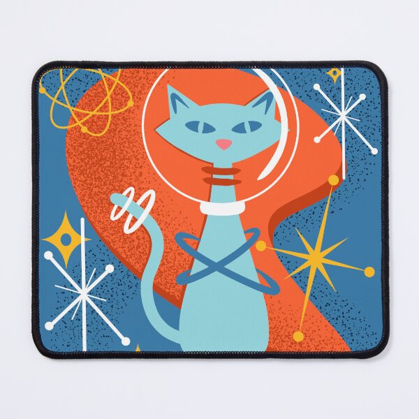 Item preview, Atomic Funny Space Cat in Cosmic Mid Century Modern Vintage Style designed and sold by ksrogersdesigns.