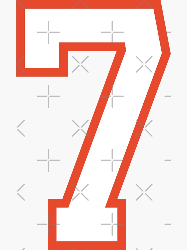 "Sports Number 7, white orange color lucky sport seven" Sticker by