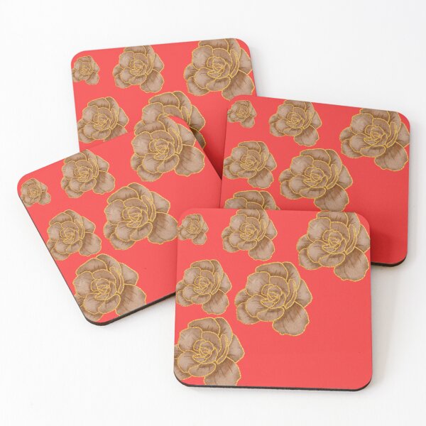 Item preview, A Few Flowers With Gold on Red Colar Background designed and sold by branaghbel.