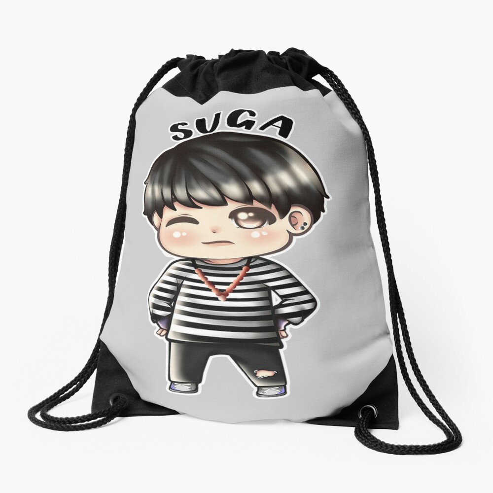 Suga Chibi BTS' Cotton Drawstring Bag