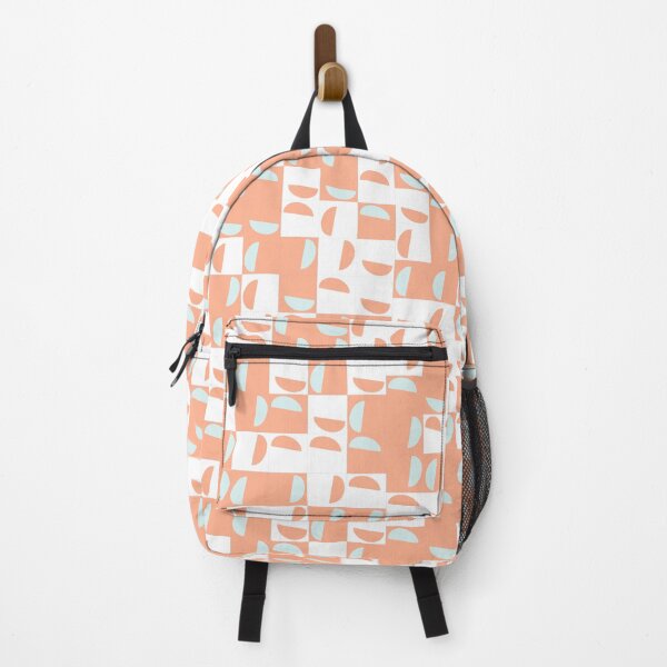 Item preview, Salmon and gray half moons tiles designed and sold by STYLE + EXPRESSION.