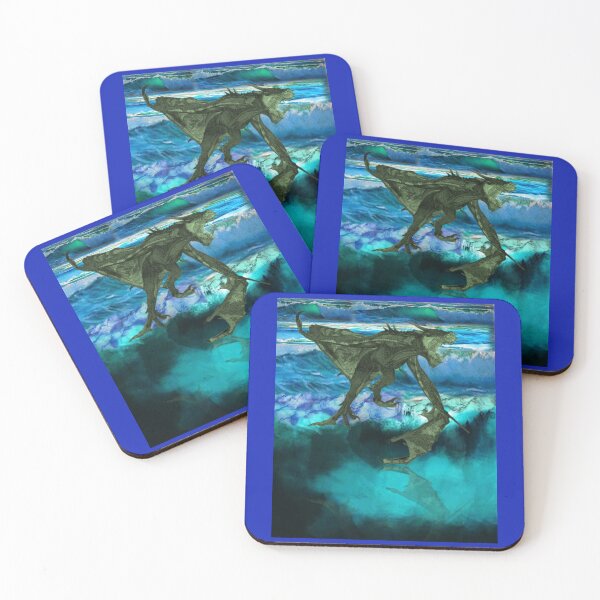 Item preview, Green Dragon Skims Raging Waves designed and sold by Patricia Brown.