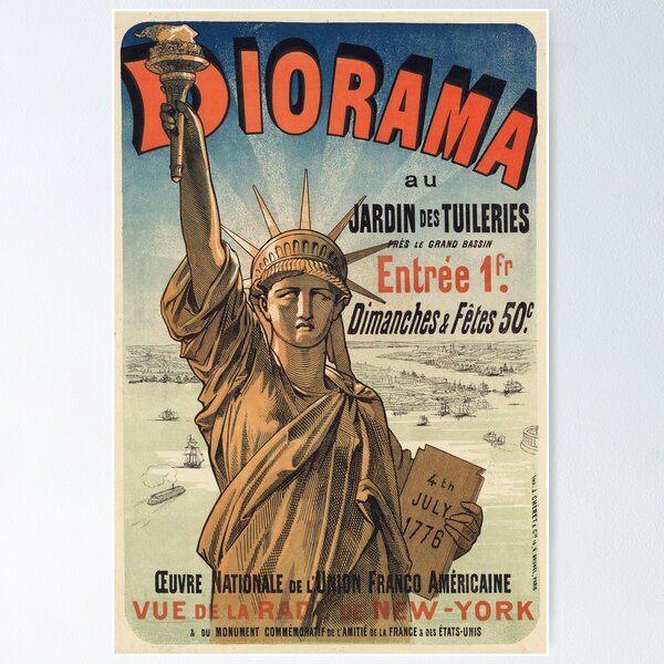 Item preview, STATUE DE LA LIBERTE Diorama au Jardin des Tuilereies 1876 by Jules Cheret Vintage French Poster designed and sold by retroposters.