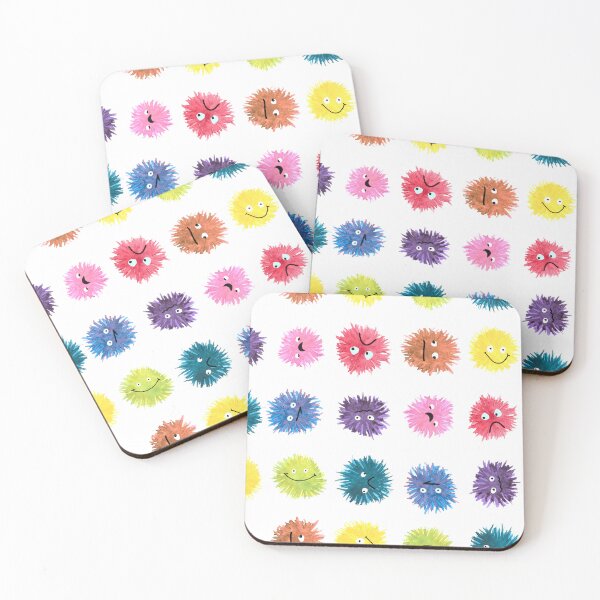 Item preview, Fluffy Rainbow Monster Faces Polka Dot designed and sold by Zab Butler Design.