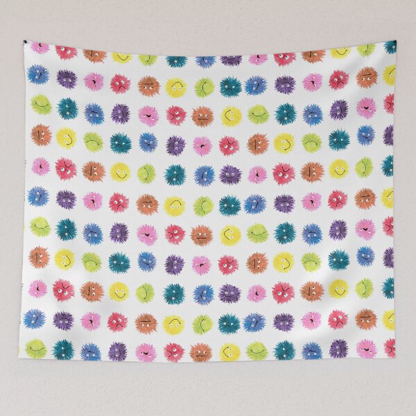 Item preview, Fluffy Rainbow Monster Faces Polka Dot designed and sold by Zab Butler Design.