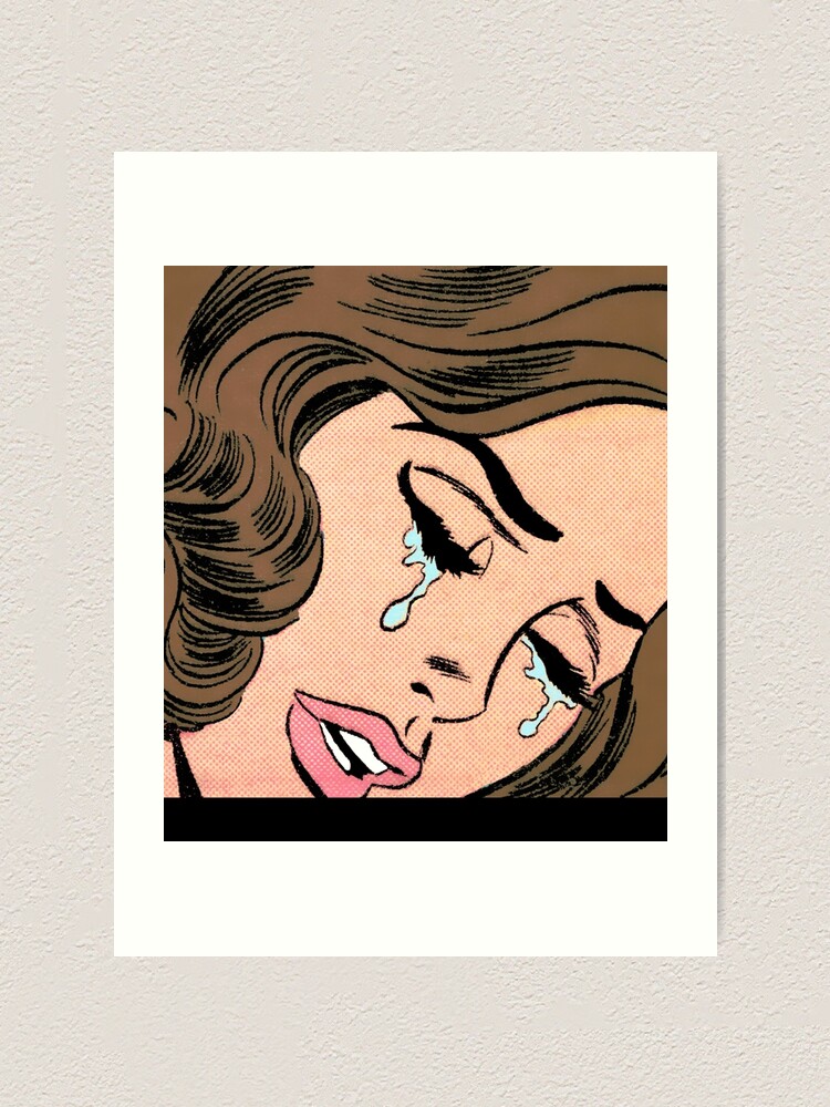 Impression Artistique Pop Art Triste Bande Dessinée Fille Qui Pleure Vintage Bande Dessinée 