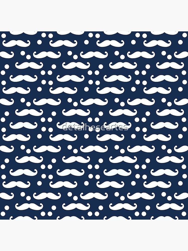 "The dark blue background with white moustaches pattern" Poster for