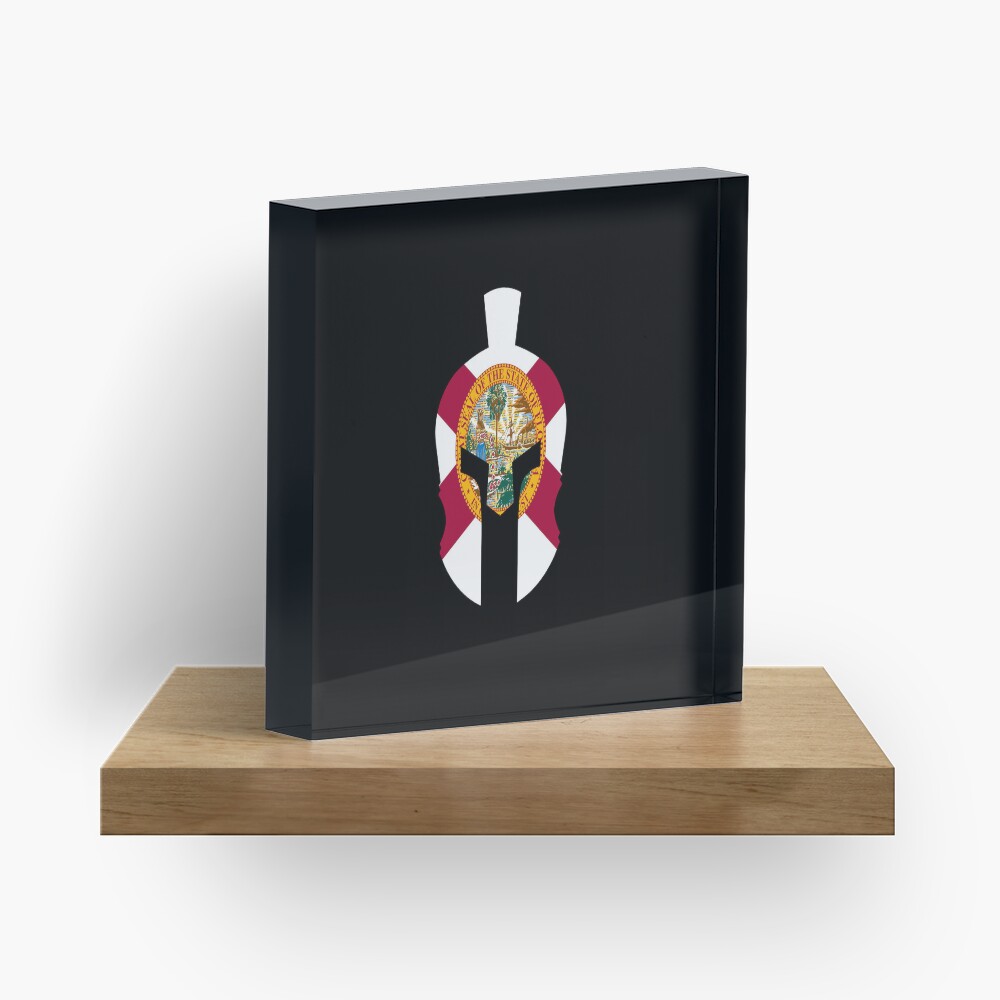 State Of Florida Flag Spartan Helmet - Cool Florida Acrylic Block