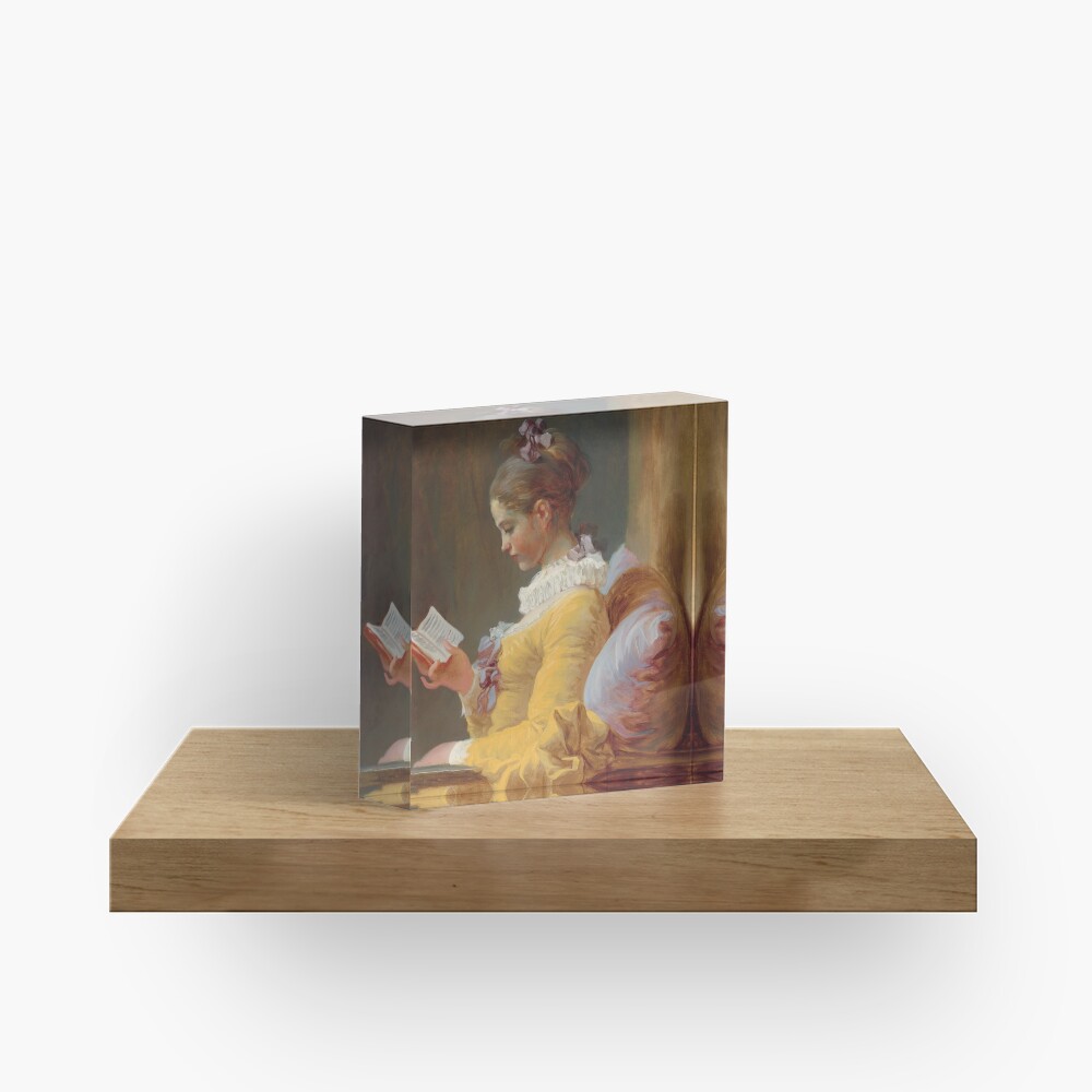 Young Girl Reading Painting by Jean-Honoré Fragonard Acrylic Block
