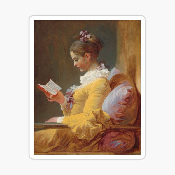 Young Girl Reading Painting by Jean-Honoré Fragonard Sticker