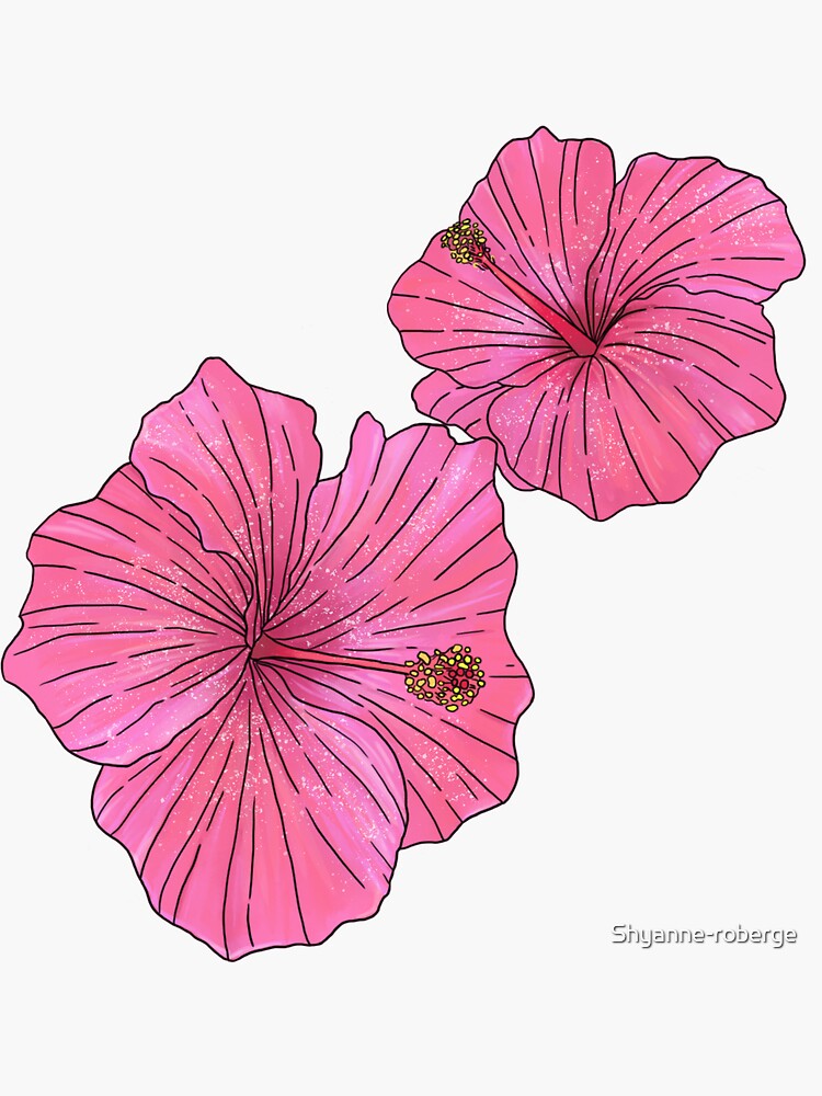 Pink Hibiscus Flowers Sticker For Sale By Shyanne Roberge Redbubble 