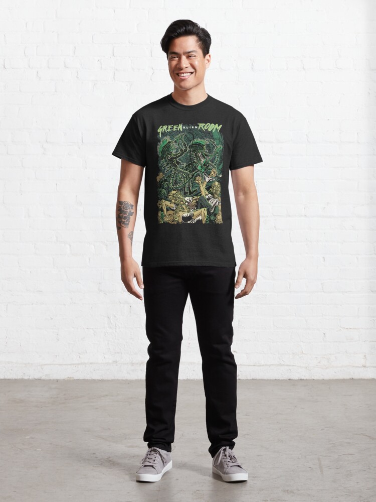 Thumbnail 3 of 7, Classic T-Shirt, Green Alien Room designed and sold by Grégory Lê.