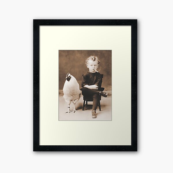 Item preview, Smoking Boy With Chicken Vintage Bizarre Weird Funny designed and sold by knightsydesign.