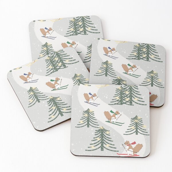 Item preview, Skiing Christmas Squirrels designed and sold by HayleyHalo.