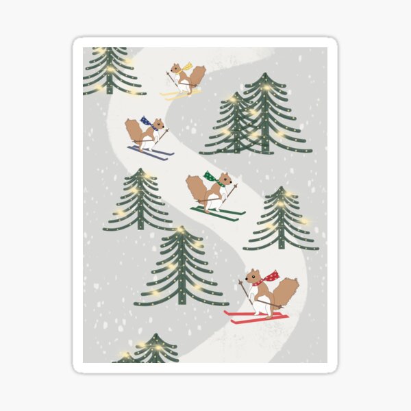 Item preview, Skiing Christmas Squirrels designed and sold by HayleyHalo.