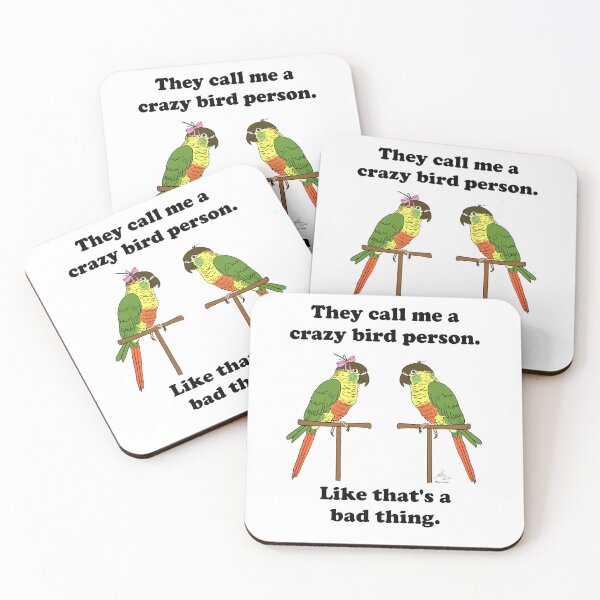 Item preview, Crazy Bird Person with Green Cheeked Conures designed and sold by Laughing Parrot Studio.