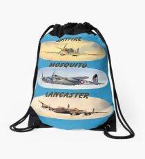 Spitfire Mosquito Lancaster Collages With Banners Drawstring Bag