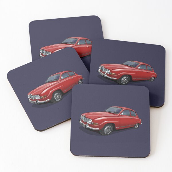 Aperçu de l'œuvre 1971 Saab 96 berline en rouge solaire créée et vendue par candc-retro.