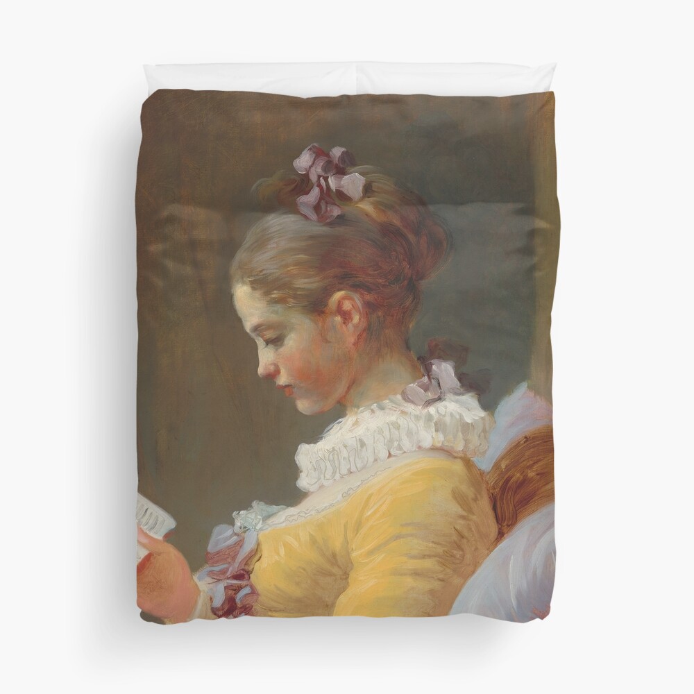 Young Girl Reading Painting by Jean-Honoré Fragonard Duvet Cover