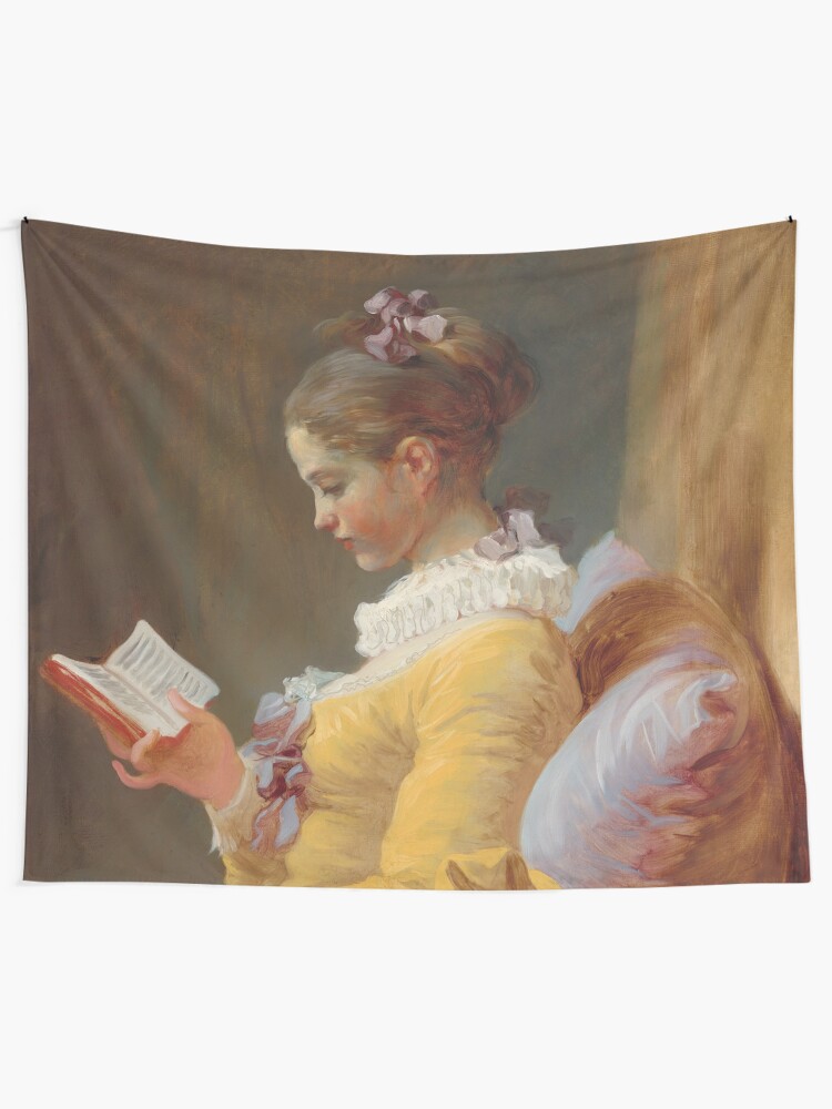 Alternate view of Young Girl Reading Painting by Jean-Honoré Fragonard Tapestry