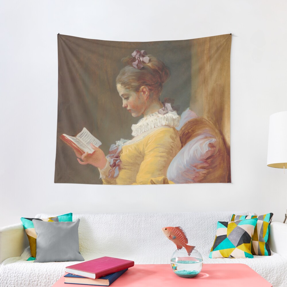 Young Girl Reading Painting by Jean-Honoré Fragonard Tapestry