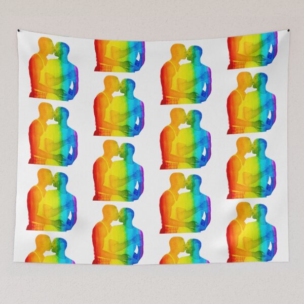 Item preview, Rainbow Gay Men Kiss for Celebrating LGBTQ Pride designed and sold by SteamParliament.