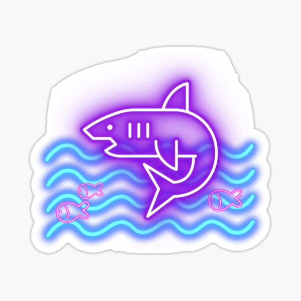 Neon Postcards Neon Print Shark Sticker